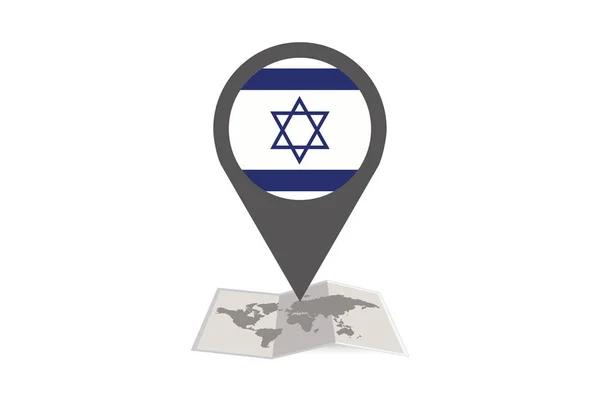 イスラエルの国旗を持つ図示された地図とポインタ — ストックベクタ