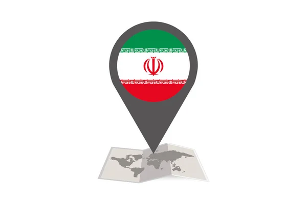 ईरान के देश ध्वज के साथ चित्रित नक्शा और सूचक — स्टॉक वेक्टर