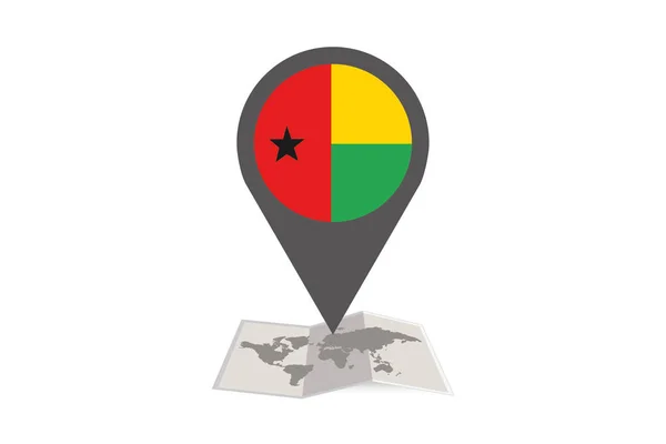 Ilustrowana Mapa i wskaźnik z flagą kraju z Gwinei bis — Wektor stockowy