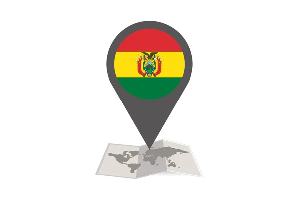 Ilustrowana Mapa i wskaźnik z flagą kraju Boliwii — Wektor stockowy