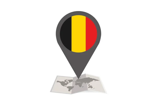 Illustrerad karta och pekare med Belgiens land flagga — Stock vektor