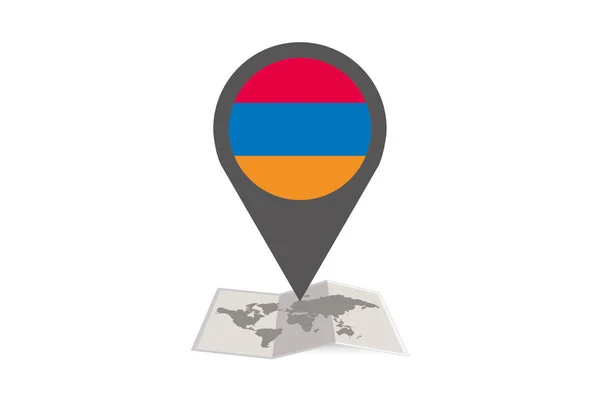 아르메니아의 국가 국기와 일러스트지도와 포인터 — 스톡 벡터
