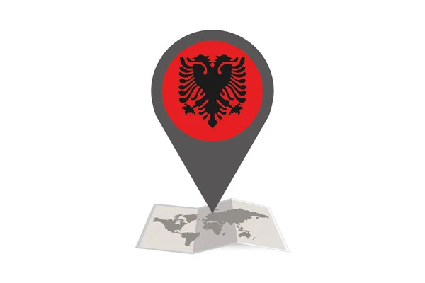Иллюстрированная карта и указатель на флаг Албании — стоковый вектор
