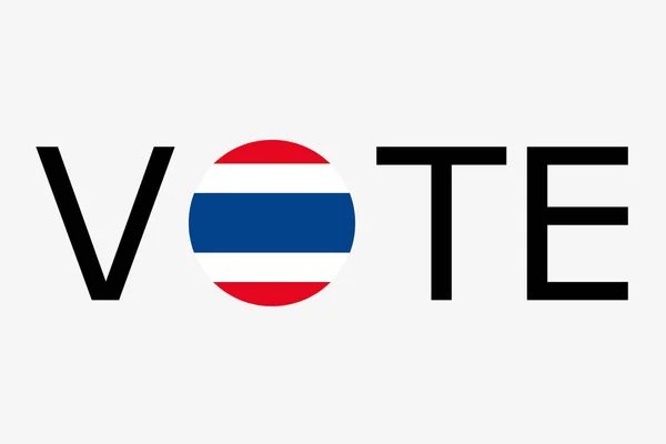 La palabra Votar con la bandera de Tailandia — Vector de stock