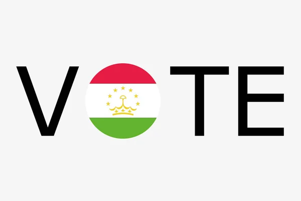 Le mot Votez avec le drapeau du pays du Tadjikistan — Image vectorielle