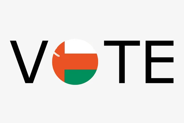 La parola Vota con la bandiera dell'Oman — Vettoriale Stock