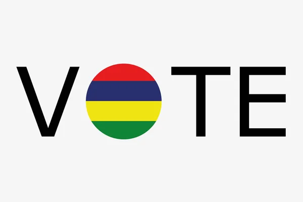Het woord stemmen met de dountry vlag van Mauritius — Stockvector
