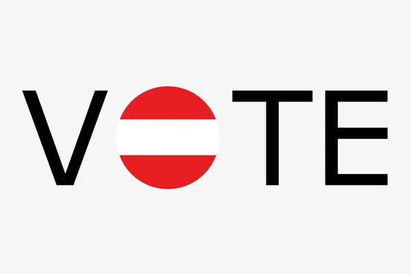 A palavra Vote com a bandeira dountry da Áustria — Vetor de Stock
