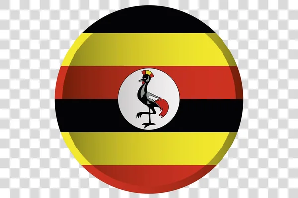 Bouton 3D du drapeau de l'Ouganda — Image vectorielle