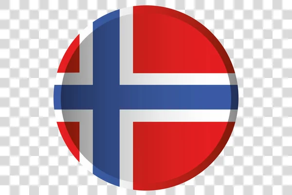 Botón 3D de la Bandera de Noruega — Archivo Imágenes Vectoriales