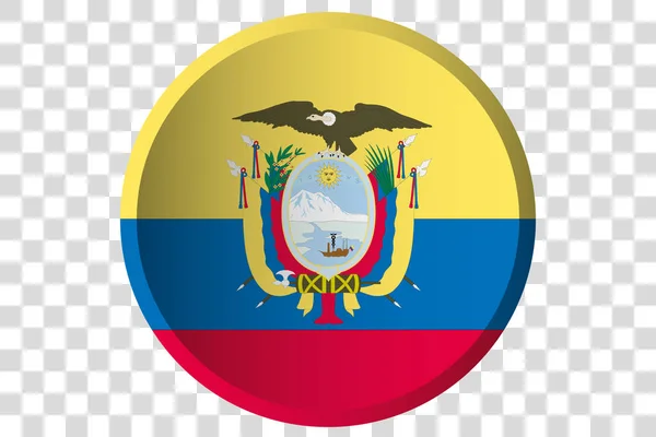 에콰도르 국기의 3D 버튼 — 스톡 벡터