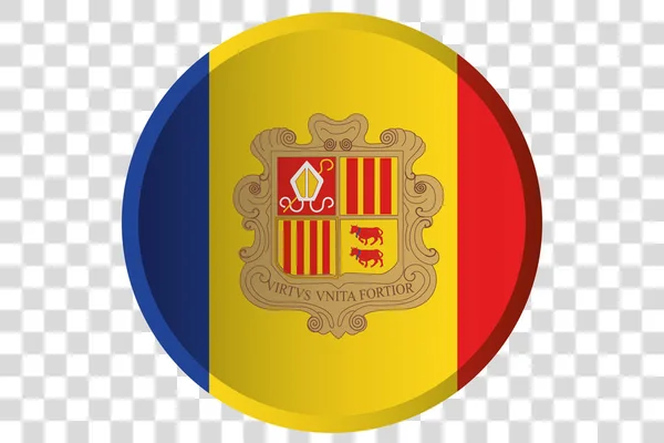 Botón 3D de la Bandera de Andorra — Vector de stock