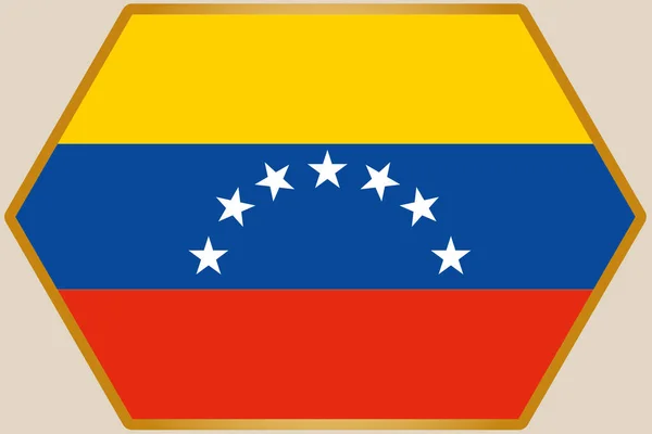 Hexagone allongé avec le drapeau du Venezuela — Image vectorielle