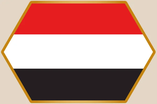 Hexagone allongé avec le drapeau du Yémen — Image vectorielle