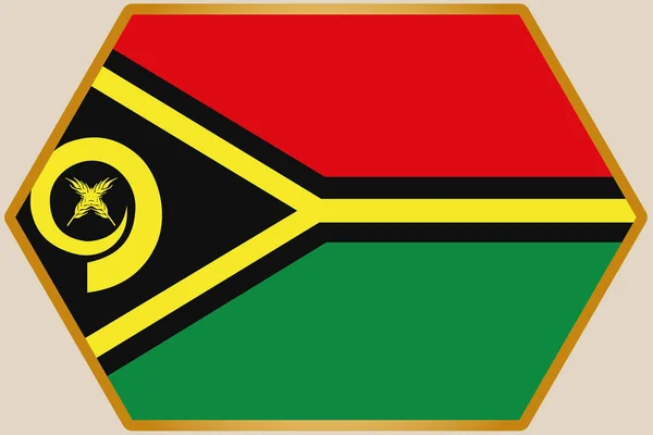 Hexagone allongé avec le drapeau du Vanuatu — Image vectorielle