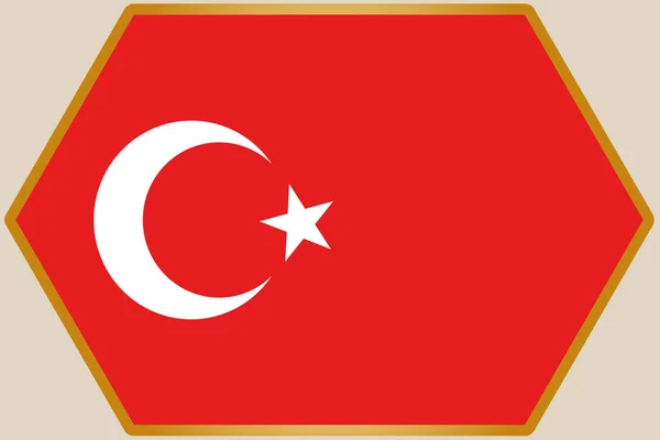 Hexágono alargado con la bandera de Turquía — Archivo Imágenes Vectoriales