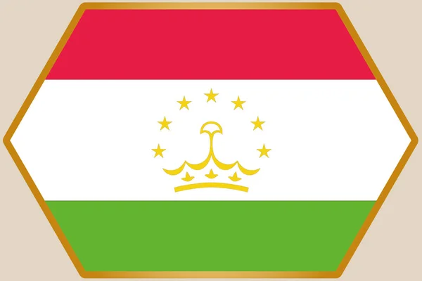 Hexágono alargado con la bandera de Tayikistán — Archivo Imágenes Vectoriales