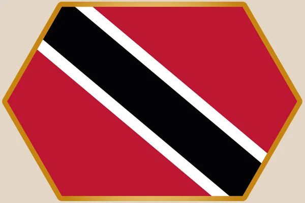 Hexágono Alongado com Bandeira de Trinidad e Tobago —  Vetores de Stock
