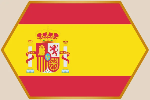 スペインの旗を持つ細長い六角形 — ストックベクタ