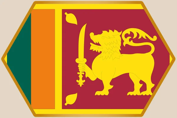 Hexágono Alongado com Bandeira do Sri Lanka — Vetor de Stock