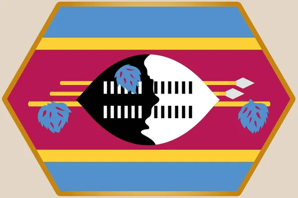 Hexagone allongé avec le drapeau du Swaziland — Image vectorielle