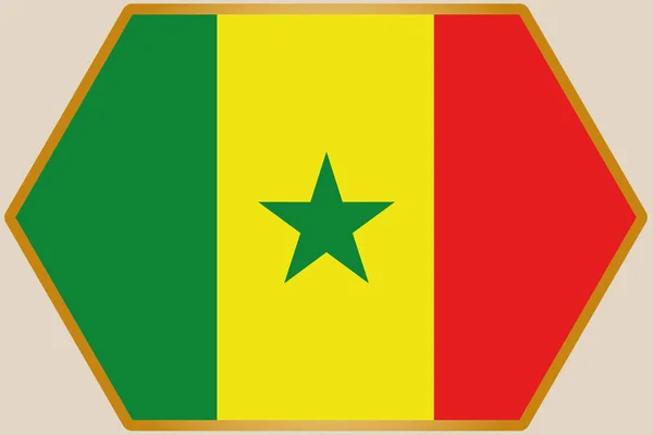 Hexágono alargado con la bandera de Senegal — Archivo Imágenes Vectoriales