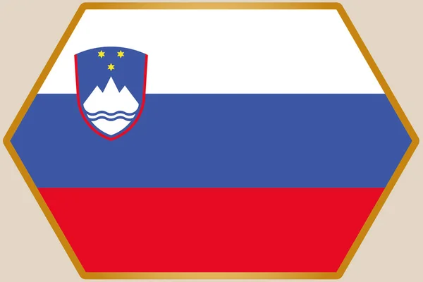 Hexagone allongé avec le drapeau de Slovénie — Image vectorielle