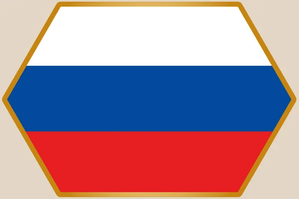 Esagono allungato con la bandiera della Russia — Vettoriale Stock