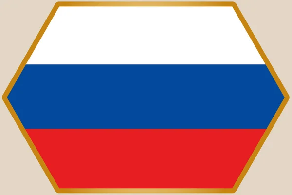 Hexagone allongé avec le drapeau de la Russie — Image vectorielle