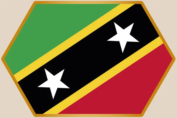 Esagono allungato con la bandiera di Saint Kitts e Nevis — Vettoriale Stock