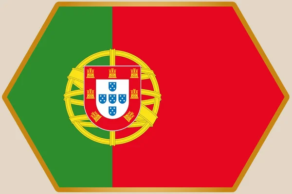 Elongated Hexagon with the Flag of Portugal — Stock Vector