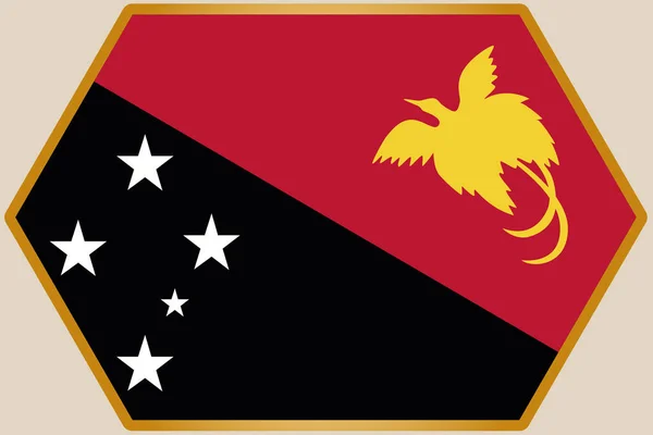 Hexágono Alongado com Bandeira da Papua Nova Guiné — Vetor de Stock