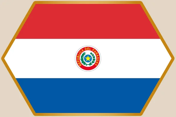 파라과이의 국기가 있는 길쭉한 육각형 — 스톡 벡터