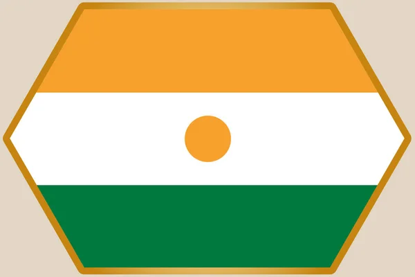 니제르의 국기가 있는 길쭉한 육각형 — 스톡 벡터