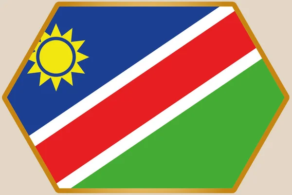 Verlengde zeshoek met de vlag van Namibië — Stockvector