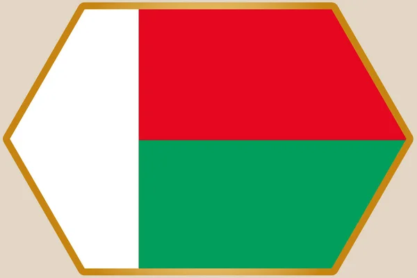 マダガスカルの旗を持つ細長い六角形 — ストックベクタ