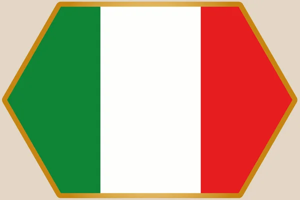 Elongated Hexagon with the Flag of Italy — Stock Vector