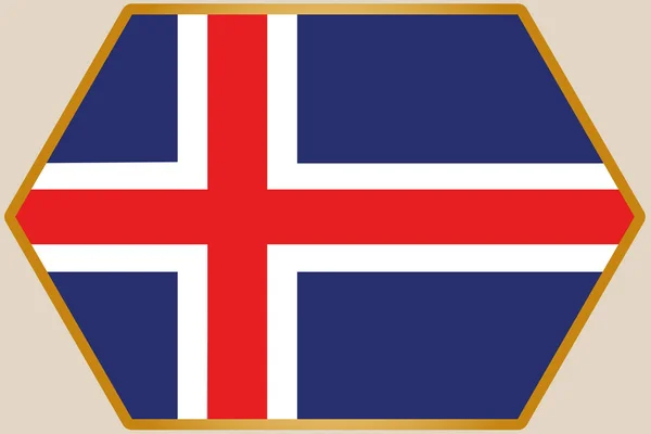 Längliches Sechseck mit der Flagge von Island — Stockvektor