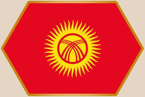 キルギスの旗を持つ細長い六角形 — ストックベクタ