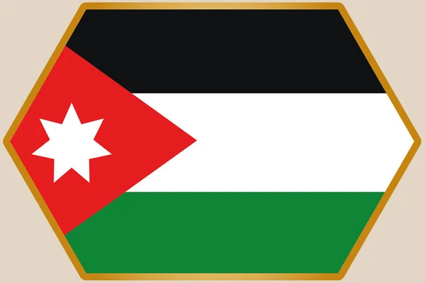 Hexágono alargado con la bandera de Jordania — Archivo Imágenes Vectoriales