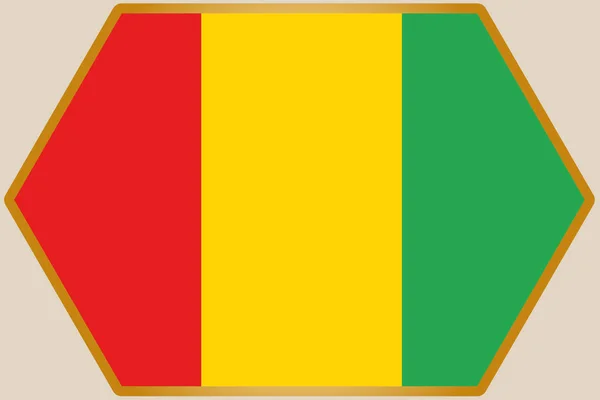 Hexágono alargado con la bandera de Guinea — Archivo Imágenes Vectoriales