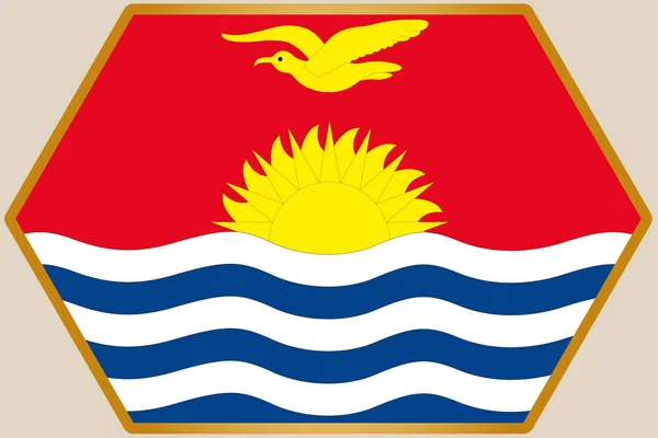 Hosszúkás hatszög Kiribati zászlóval — Stock Vector