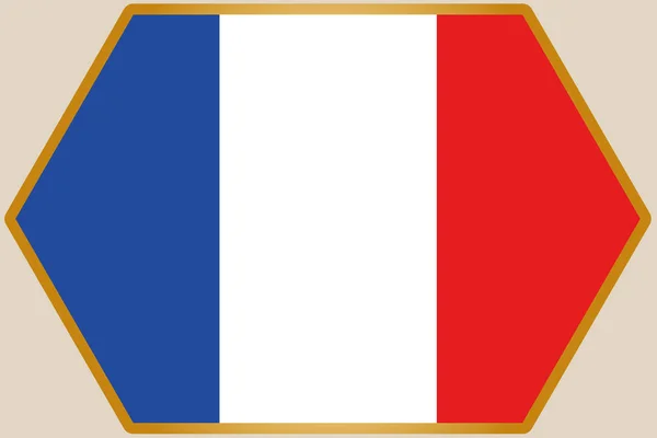 Hexágono alargado con la bandera de Francia — Vector de stock
