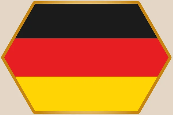 Wydłużony sześciokąt z flagą Niemiec — Wektor stockowy