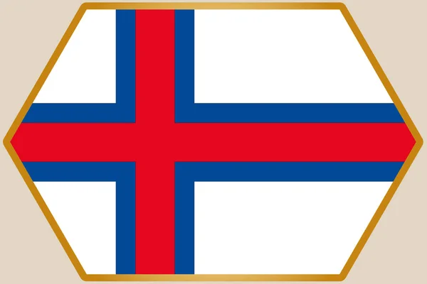 Esagono allungato con la bandiera di Isole Faroe — Vettoriale Stock