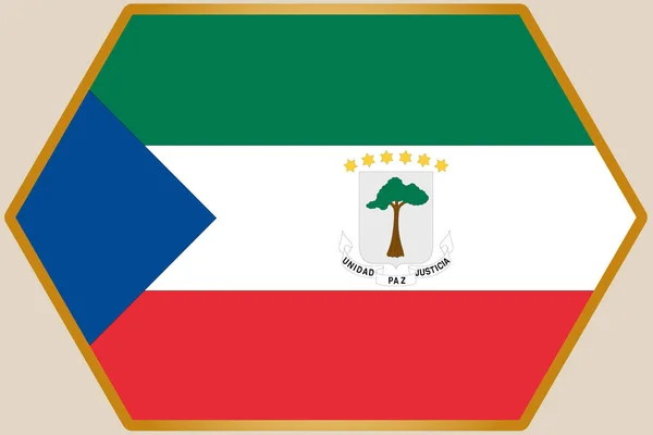 Hexagone allongé avec le drapeau de la Guinée équatoriale — Image vectorielle