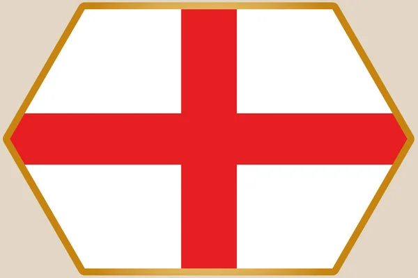 Esagono allungato con la bandiera d'Inghilterra — Vettoriale Stock