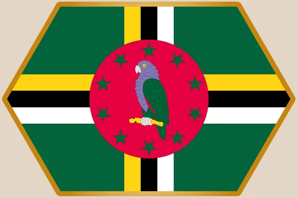 Hexagone allongé avec le drapeau de la Dominique — Image vectorielle
