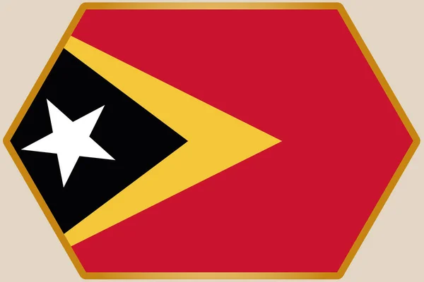 Hexágono alargado con bandera de Timor Oriental — Archivo Imágenes Vectoriales