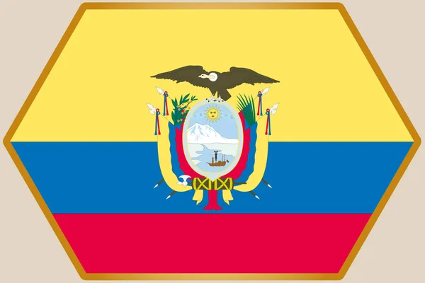 Ekvador Bayrağı ile Uzatılmış Altıgen — Stok Vektör